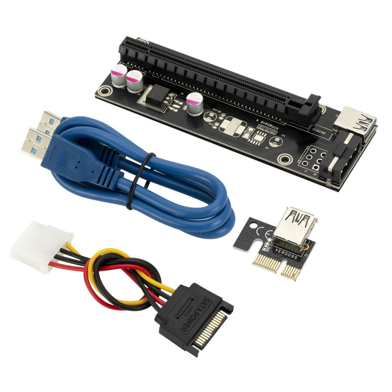 USB 3 0 адаптер VER006S PCI-E 1X до 16X карта расширения PCIe удлинитель SATA на 4-контактный