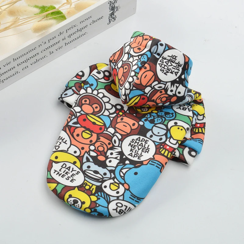 Зимние толстовки с капюшоном для собак пальто принтом животных куртка щенков