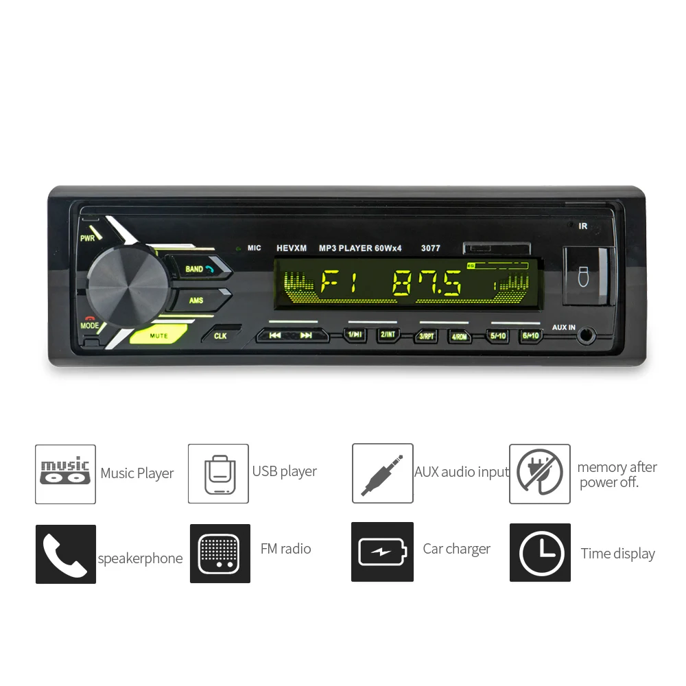 Автомагнитола 1din автомагнитола с Aux-входом Bluetooth стерео MP3 мультимедийный плеер