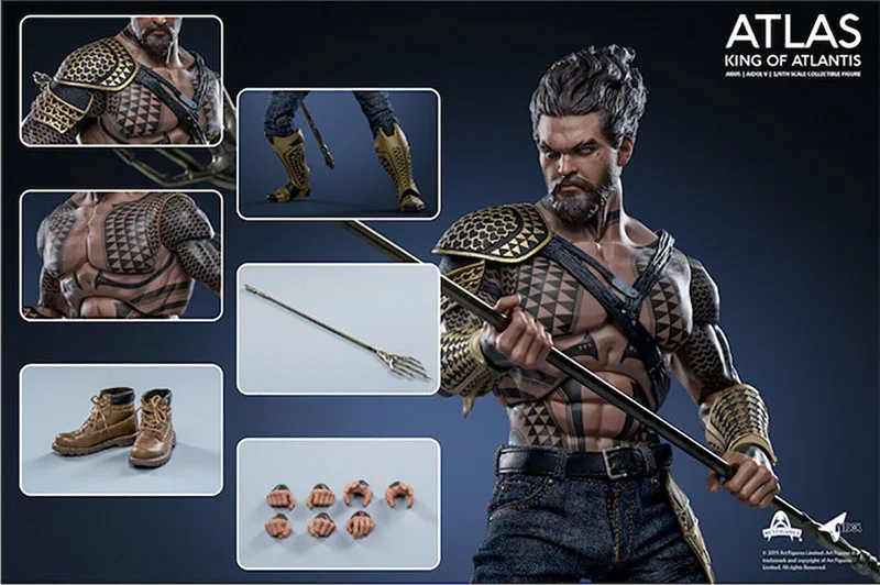 

1/6 The King Of Atlantis Atlantis Figure Model Art Figures AI-05 12'' Jason Momoa Action Figure Body with Trident for Collection