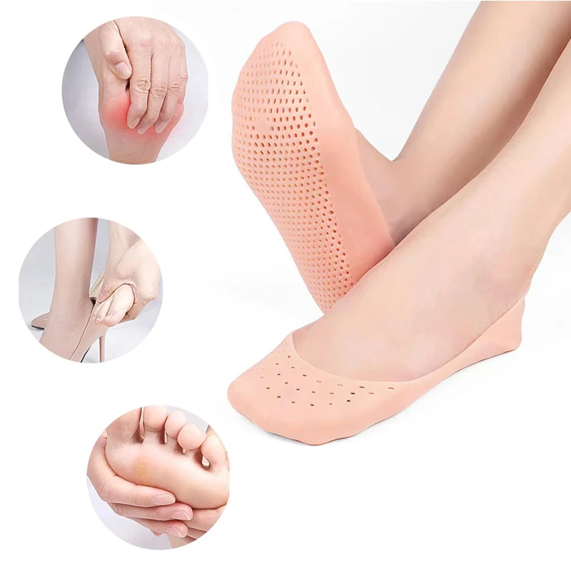 2Pcs=1 pair Silicone Feet Care Boat socks Moisturizing Gel Heel Socks with Hole Cracked Foot Skin Care Protectors Foot Care Tool