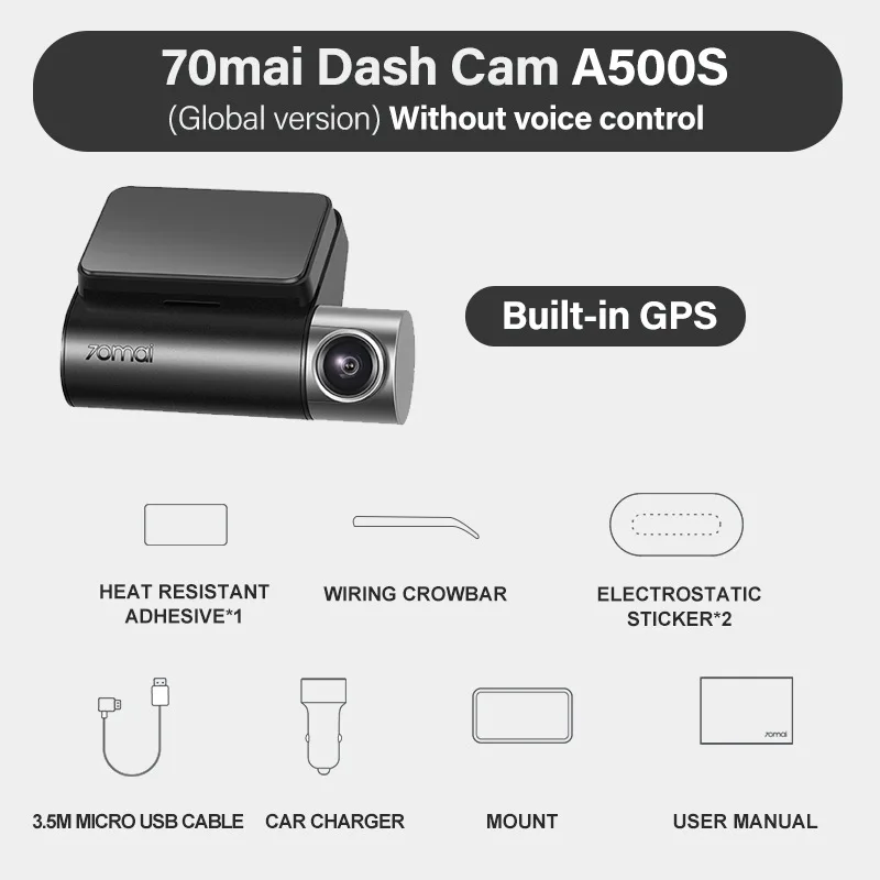 

International version 70mai driving recorder electronic dog front and rear dual recording lens HD