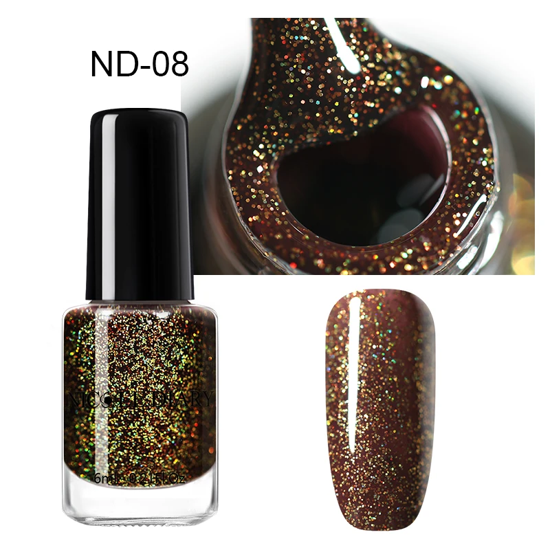 Glitter 08 NICOLE DIARY голографический лак для ногтей тепловой блеск Хамелеон Температура Изменение цвета маникюрный лак градиентный лак для ногтей - Цвет: Glitter 08
