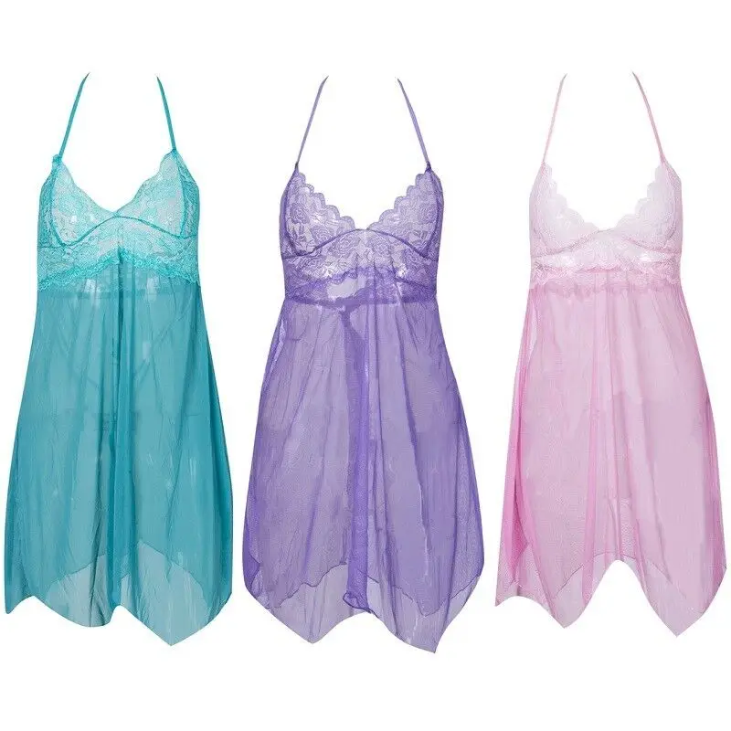 

Women Sexy See-through Lingerie Babydoll Sleepwear Underwear Nightwear G-String