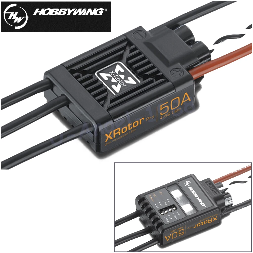 2 шт./лот Hobbywing XRotor Pro 50A 4-6S Бесщеточный Регулятор скорости ESC мульти-ротор Aircaft DIY для радиоуправляемого дрона