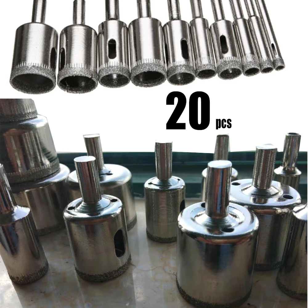 Сверло с алмазным покрытием для плитки мрамора стекла керамики 20 шт. 4 50 мм|Сверла|