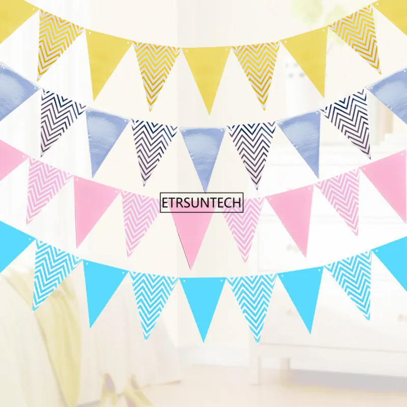 

100Pcs Multicolor Party Pennants Bunting Banner Wedding Valentine's day Birthday Party Flags Hang Garland Decoration Supplies