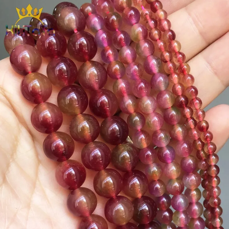 Натуральный камень бисер розового и зеленого цветов вишня кварцевые бусины