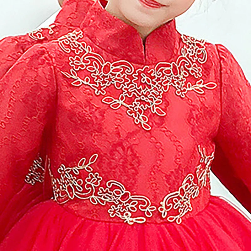 

Flower Girls Dresses Bow Lace Embroidery Full Ball Gown Knee-Length Organza Elegant Regular Kids Party Gowns Princess Skirt D269