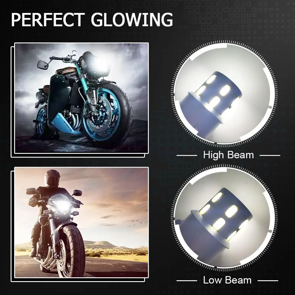 

RUIANDSION 1 Pcs 17 Leds 5730SMD Motorcycle Bulb Headlight Motorbike Moped Scooter BA21D AC DC 6V White 6000K Yellow 3000K