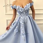 Женское длинное вечернее платье с открытыми плечами, голубое платье контрастной принцессы, 2020