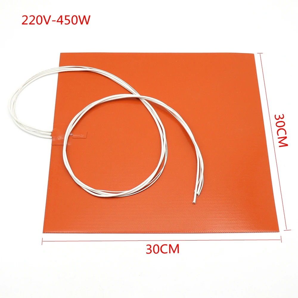 220V-450W 30X30 см 110V220V водонепроницаемый силиконовый Подогрев кровать грелка 3d принтер кровать отверстия - Цвет: 220V-450W
