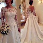 ANGELSBRIDEP бальное платье с длинным рукавом свадебные платья Robe de mariee сексуальное платье с открытой спиной со шлейфом официальное платье для невесты из Саудовской Аравии