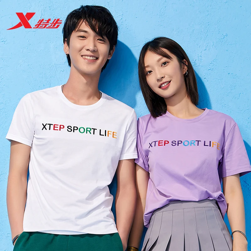 Мужская и женская футболка Xtep бесплатная доставка летняя с коротким рукавом