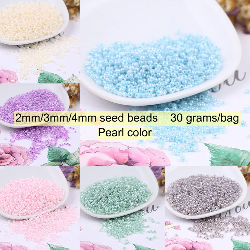 

30 grams/bag Pearl Color Seed Beads 2mm/3mm/4mm Czech Glass Seed Spacer beads DIY Jewelry Making