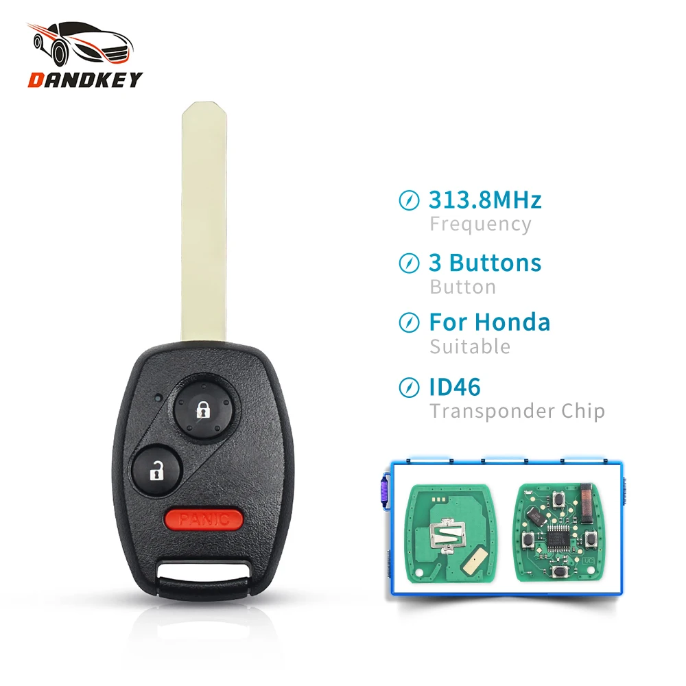 Dandkey дистанционный ключ для автомобиля 2 + 1/3 кнопки ID46 чип Honda CR V 2007 2008 2009 2010 2011 2012