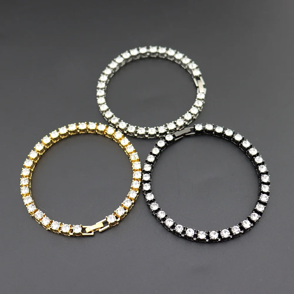 Мужские украшения в стиле хип-хоп цепочка для тенниса 5 мм Однорядный браслет