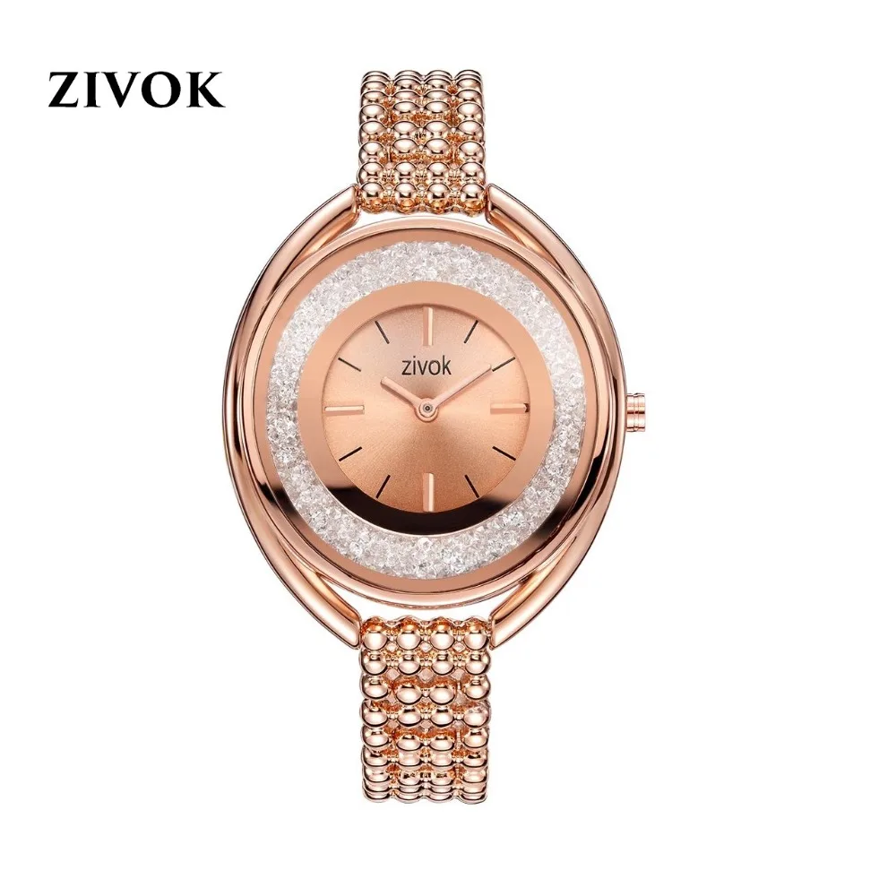 ZIVOK роскошные Брендовые женские часы браслет розовое золото бриллианты