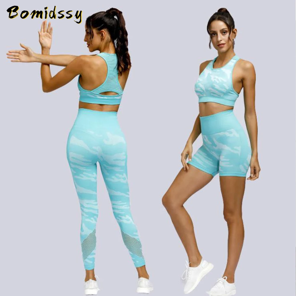 Женская камуфляжная одежда спортивный бюстгальтер с высокой талией шорты для