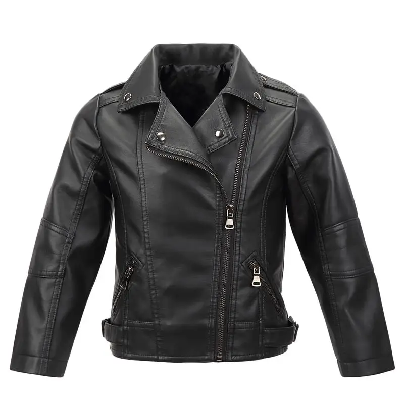 Детская куртка из искусственной кожи Famuka весенне осенняя однотонная