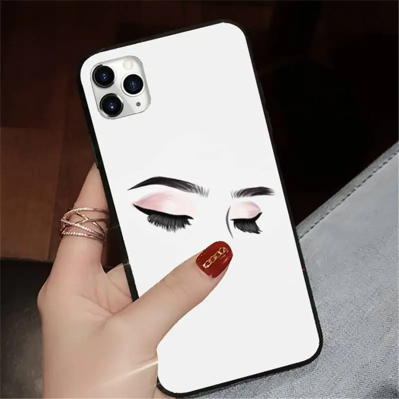 

eyelash Makeup Lip pattern Phone Case for iPhone 11 12 pro XS MAX 8 7 6 6S Plus X 5S SE 2020 XR Anti-fall mobile cover