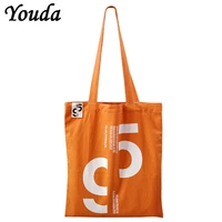 youda new women canvas shopping bag letter cloth shoulder bags environmental storage handbag reusable foldable eco grocery totes