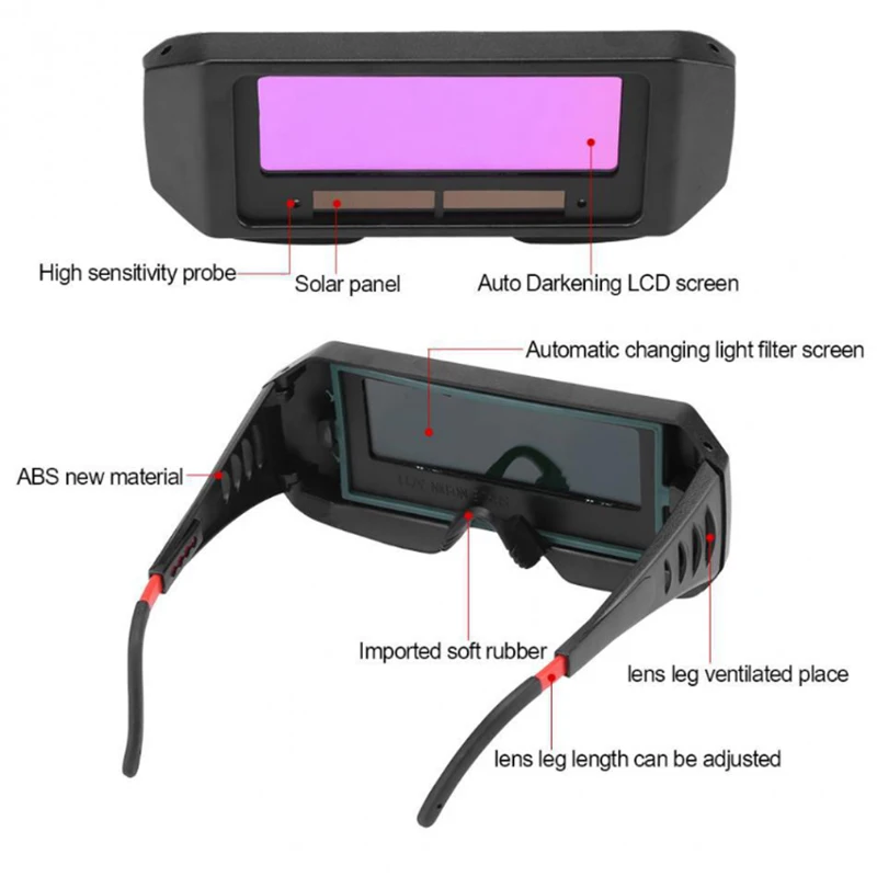 

Solar Energy Auto Darkening Welding Glasses Automatic Dimming Welder Goggles Eyewear