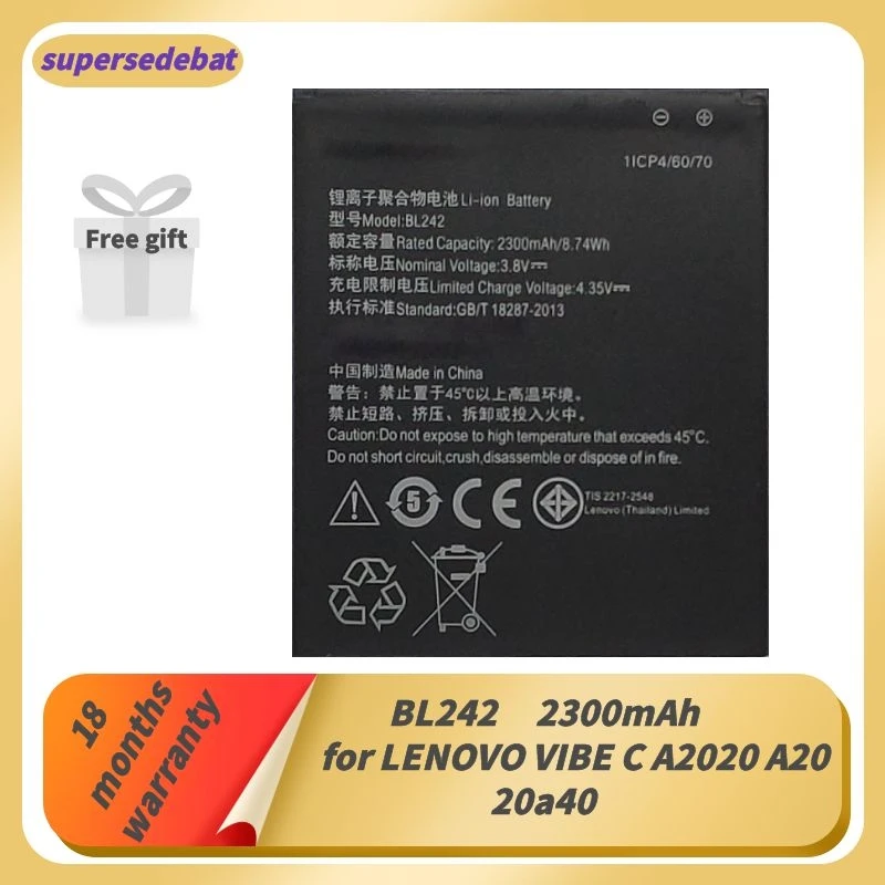 

Supersedebat Mobile Battery for Lenovo VIBE C A2020 A2020a40 Batterie BL242 Smartphones Bateria for Vibe C Batteries Tracking