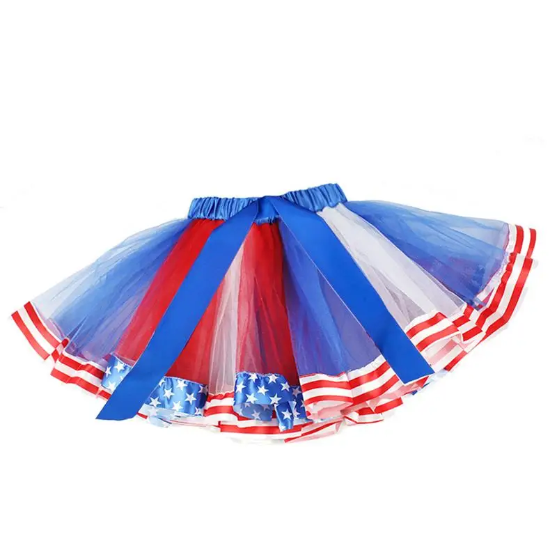 Новинка 2020 года сетчатая юбка с принтом флага для маленьких девочек модные