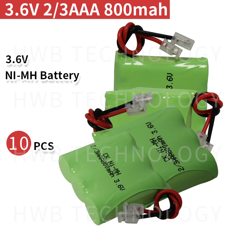 10 шт./лот Новый ni mh 2/3AAA 3 6 V 800mAh 2/3 AAA Ni MH аккумуляторная батарея с вилкой для