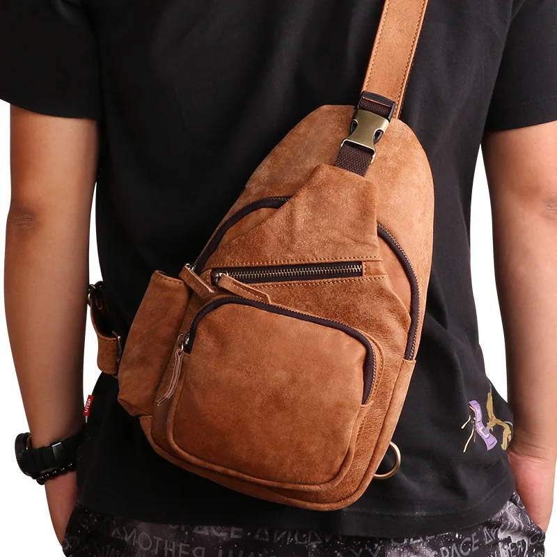

New 100% Genuine Leather Crossbody Bags Men Shoulder Men Chest Bags Fashion Travel Handbags Man Messenger Bag Male Strap Pack