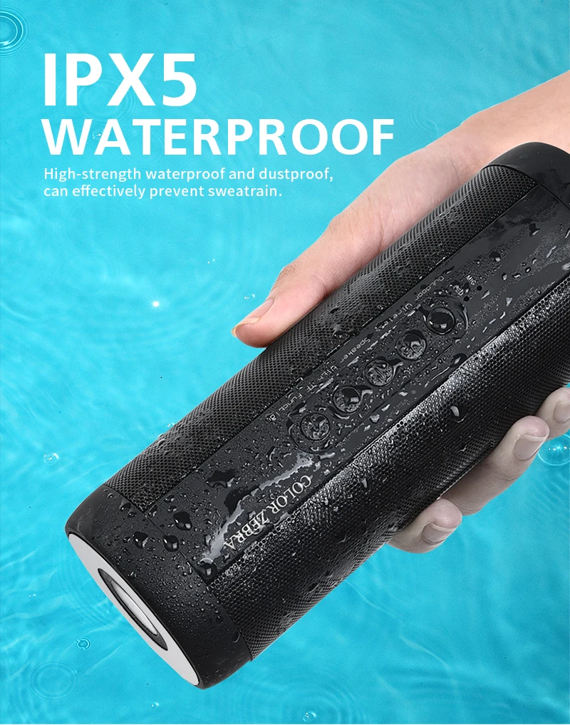 

T2 Bluetooth Music Bass Speaker Waterproof Portable Outdoor LED Wireless Column Loudspeaker Support TF Card FM Radio Aux Input