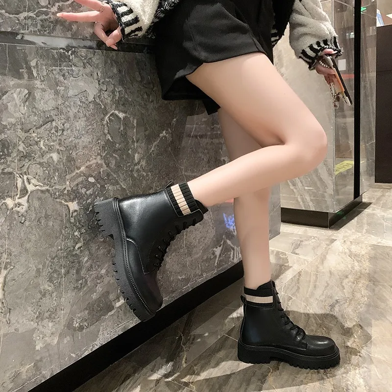 Martin Boots Women's Shoes British Style 2021 New Versatile Thick Bottom Thin Autumn And Winter Velvet Short Boots Fashionable