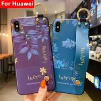 Rose flower Wrist Strap phone Cases For Huawei P20 P30 P40 pro mate pro lite nova Honor smart holder cover