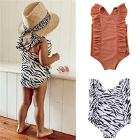 2020 newborn toddler baby girls zebra print one piece ruffle swimsuit swimwear swimming clothes summer beach 1 6years