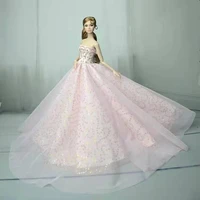 pink wedding gown princess dress for barbie doll clothes outfits party gown 16 bjd dolls accessories kids diy toy for girl gift