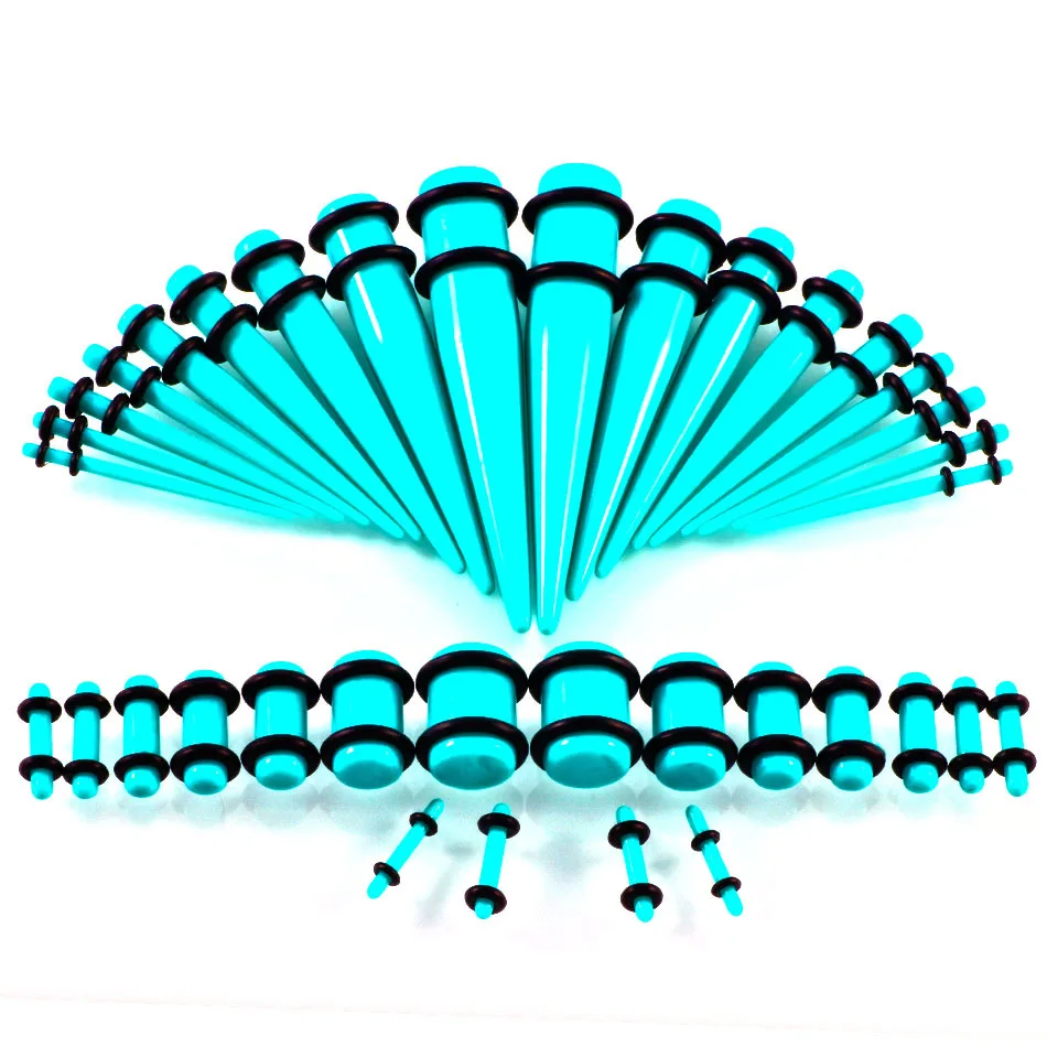 Color10 UOTOP 36PCS Ear Stretching Kit 14G-00G Acrylic Tapers and Plugs Silicone Tunnels Ear Gauges Expander Set Body Piercing Jewelry - Окраска металла: Color10