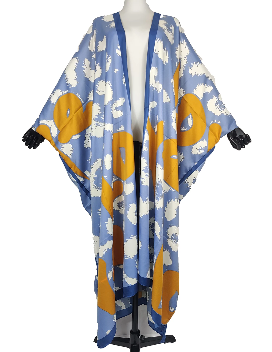 

Thailand Casual Printed Summer OPen Front Silk Swimwear Duster Coat For Women African Abaya Kaftan Long Cardigan Kimonos Clothes