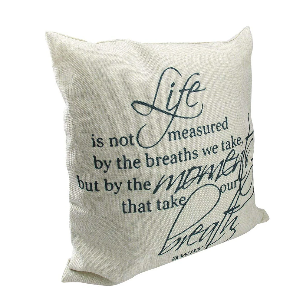 

45x45cm Quote Words Square Throw Pillow Case Decorative Cotton Linen Cushion Cover Throw Pillow for Home Decorating Collocation