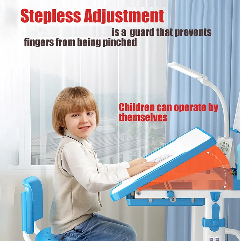 Sensory Children's Table and Chair for Children with Lamp Writing Drawing Desk Room Desks Kids Study Set | Мебель