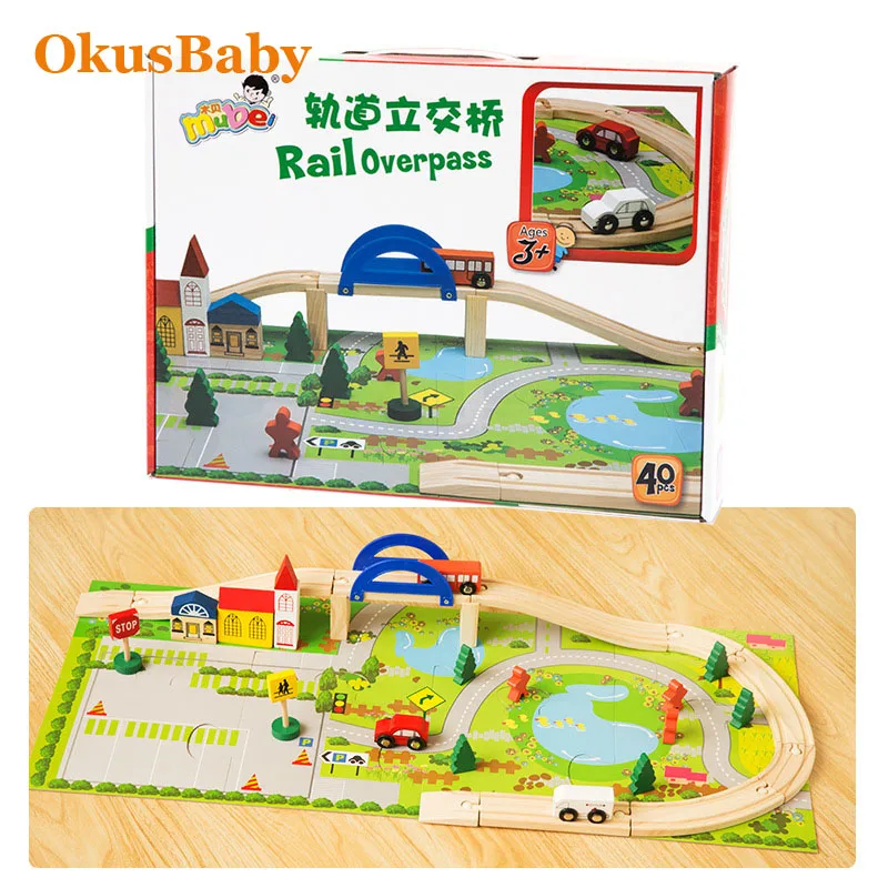 40 шт. набор деревянных обучающих дорожек для городского транспорта строительные