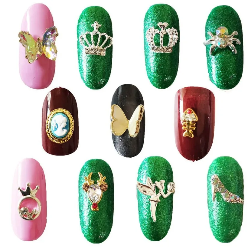 

10PC Nail Rhinestones AB Crystal Crown Jewelry Butterfly Diamond Alloy Manicure Glitter Clear Sticker For 3D Nail Art Decoration