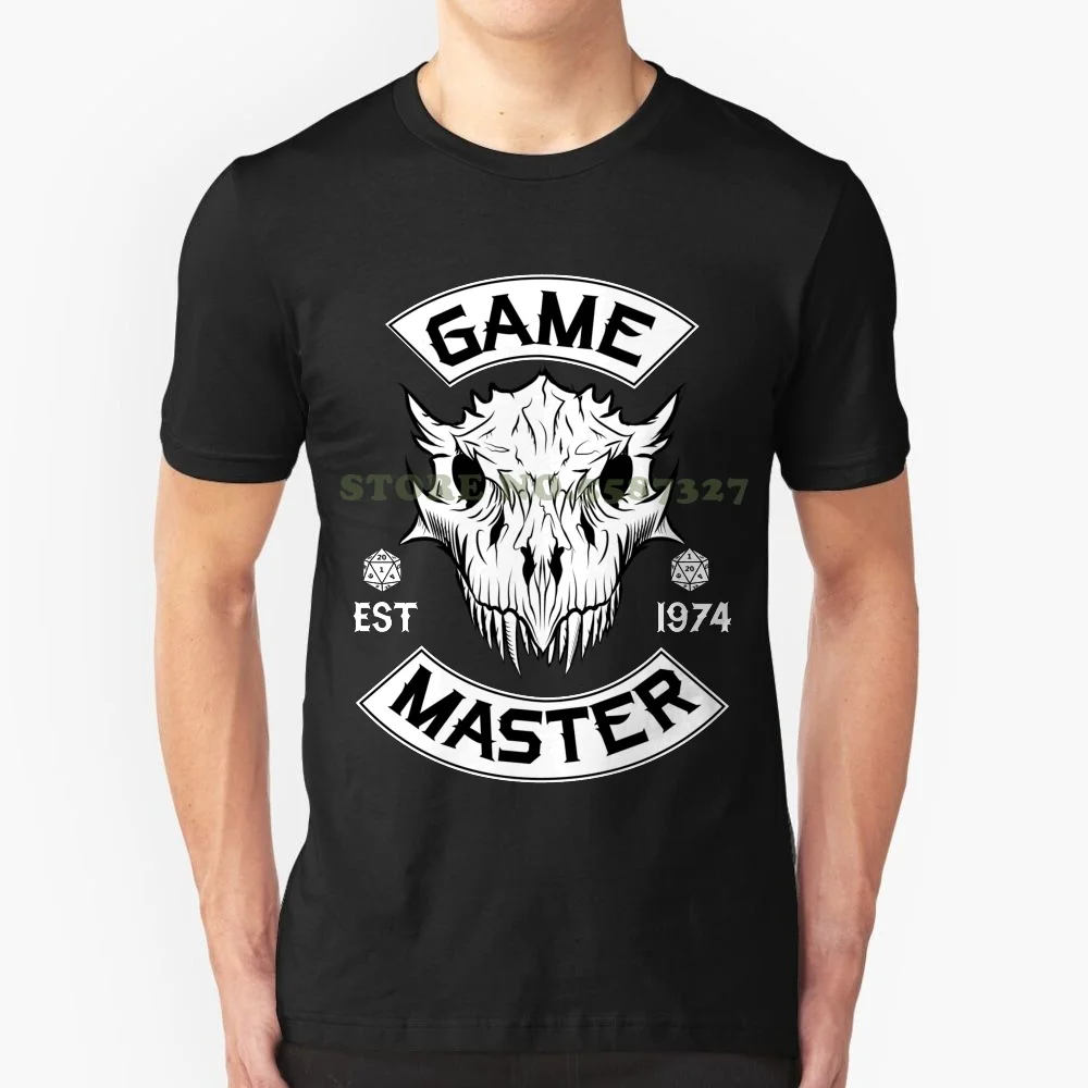 

Game Master D&D Black White Tshirt For Men Women Pathfinder D20 Rpg Dnd Dragon Dungeon Black Geek Reaper Skull Bones D4