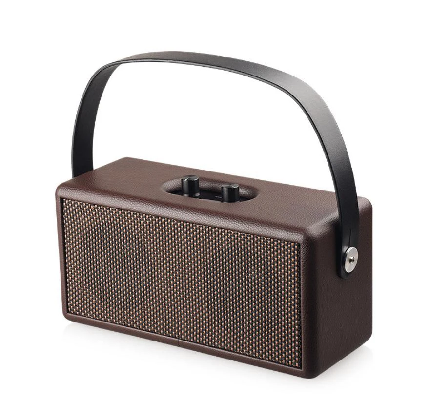 

Bluetooth-колонка, портативная уличная колонка в стиле ретро, деревянная Двойная колонка, домашний компьютер, внешняя портативная кожаная колон...