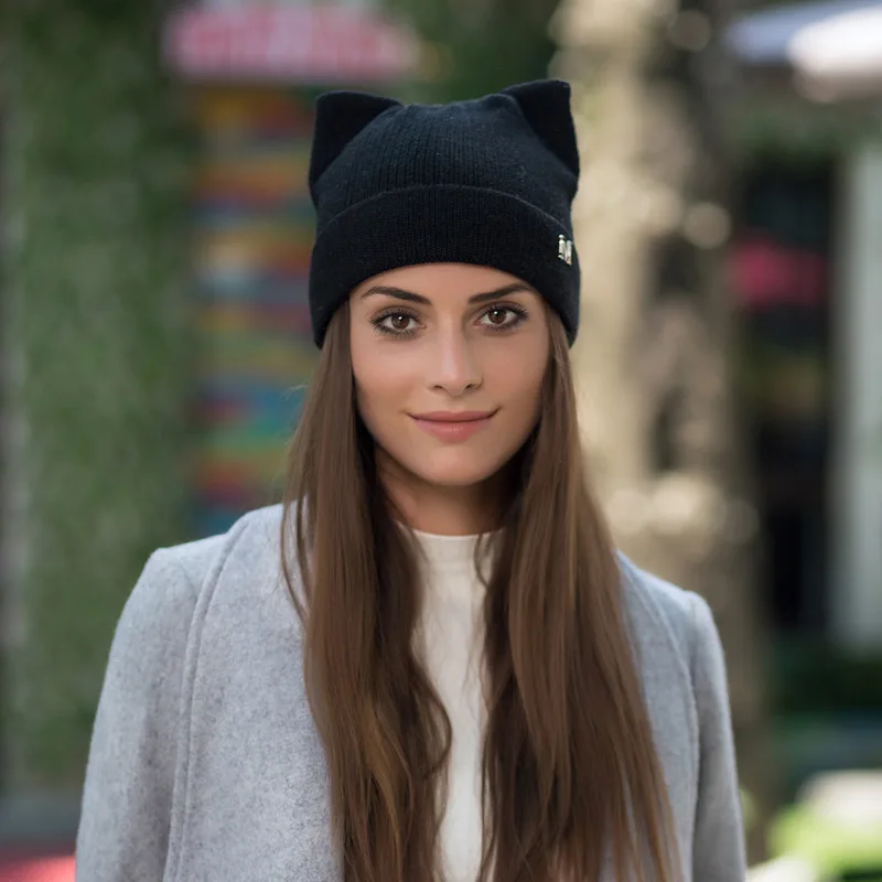 

Obawa Winter Hats Knitted Hat Hot Ears Cat Girl High Fashion Women Wool Hat Women Caps trilby balaclava beanie Gifts