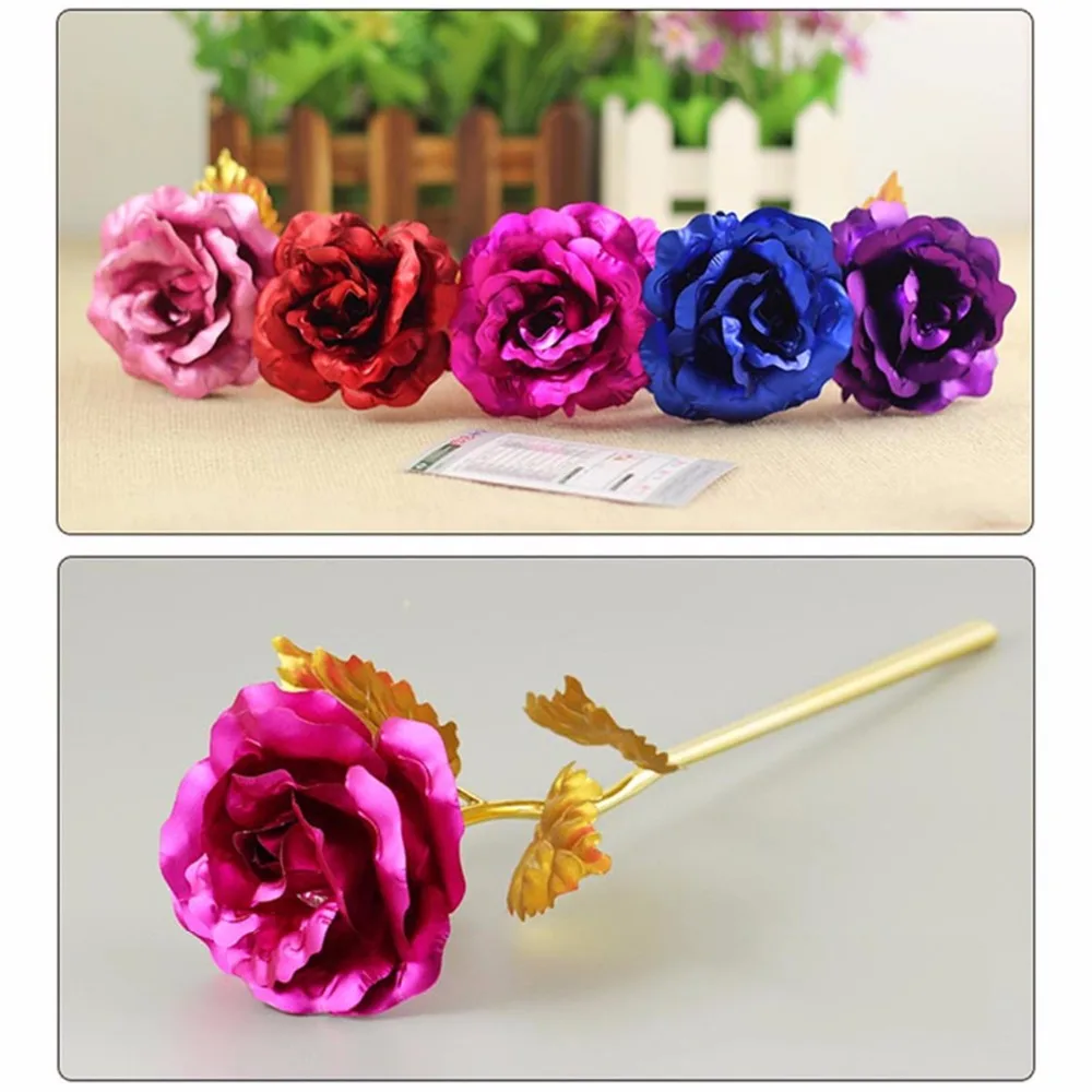 Покрытый фольгой розовое золото розы свадебные декорации цветок подарок на день