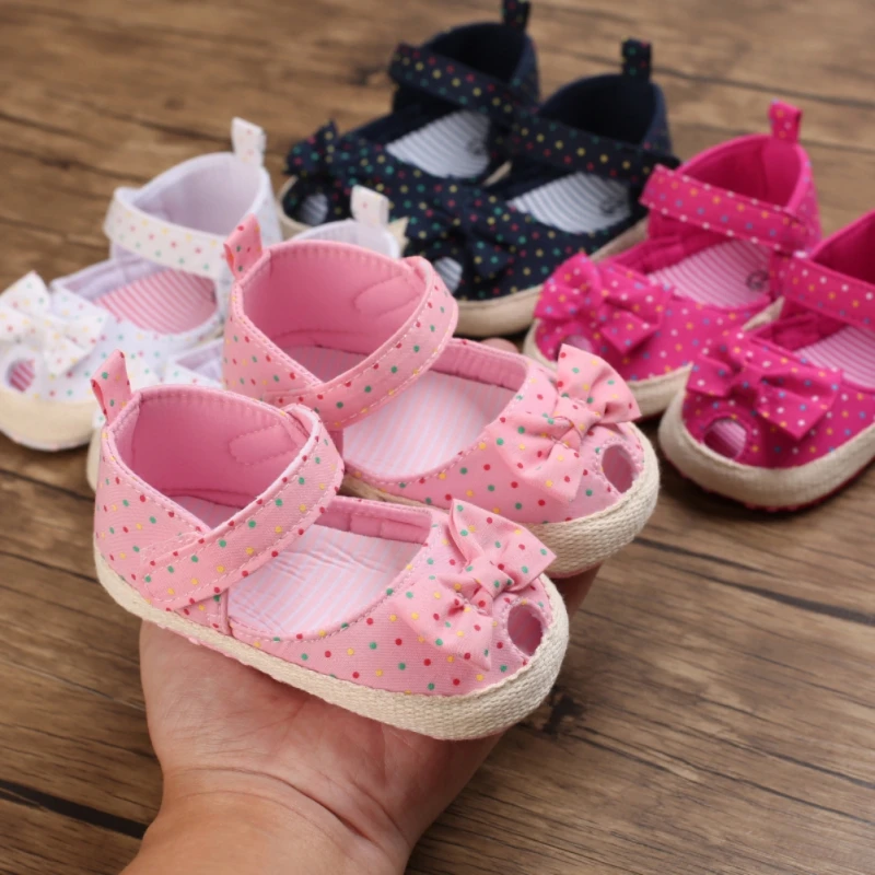

0-18M Summer Baby Girls Bow Knot Cloth Sandals Cute Soft Sole Princess Shoes Infant Non-Slip First Walkers