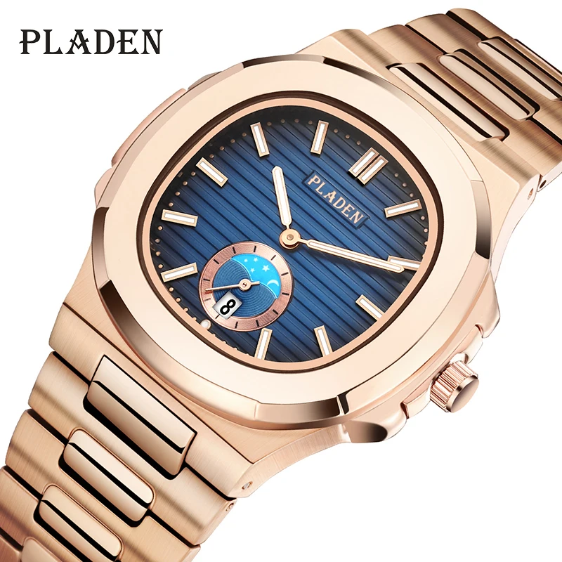 

Часы наручные PLADEN Мужские кварцевые, брендовые Роскошные модные водонепроницаемые спортивные, из нержавеющей стали