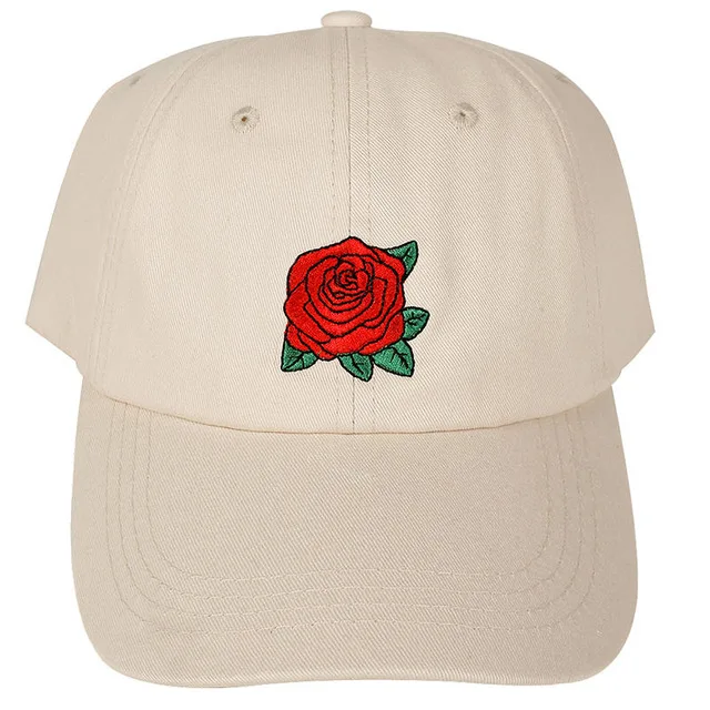 Бежевый VORON красная роза бейсболка с цветами Женская хлопковая Snapback Кепка папа шляпа Женская Хип-хоп солнцезащитный козырек летняя солнцезащитная Кепка - Цвет: Бежевый