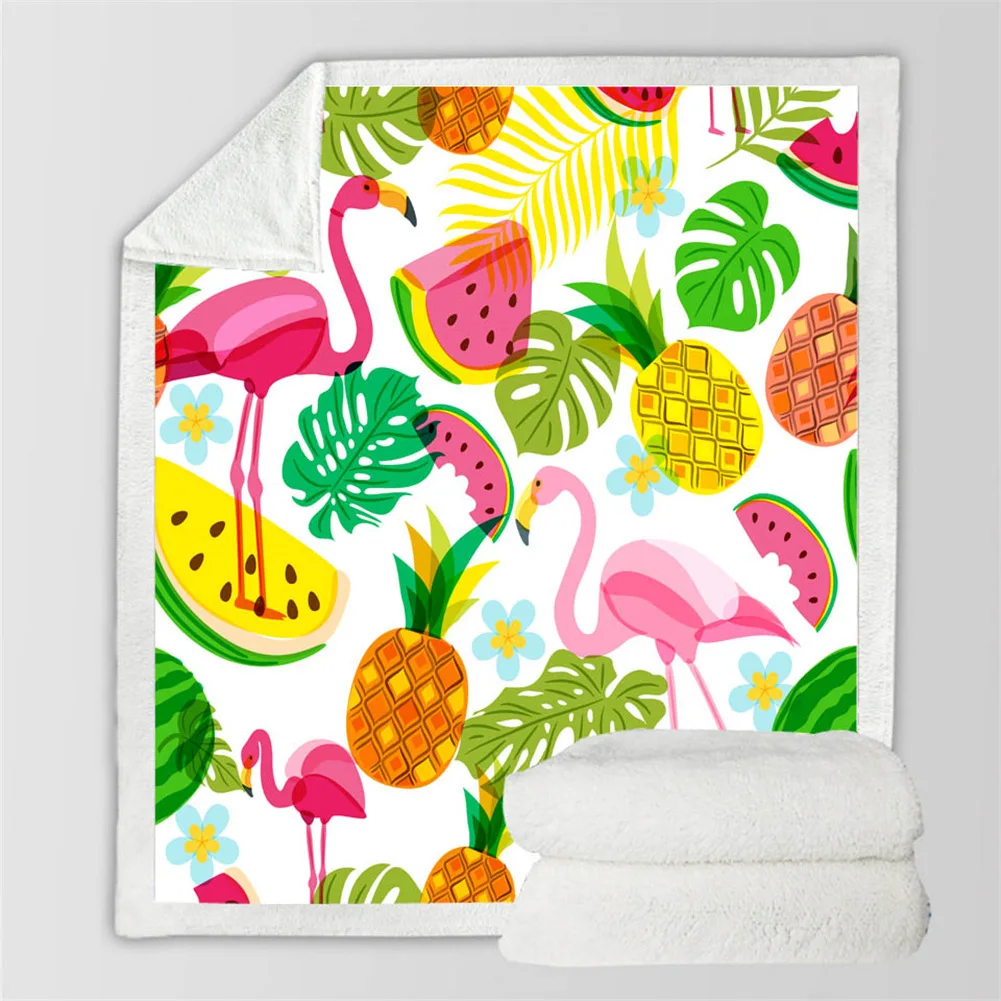 Утолщенное одеяло с фламинго шерпа для кровати плюшевое бабочкой детское